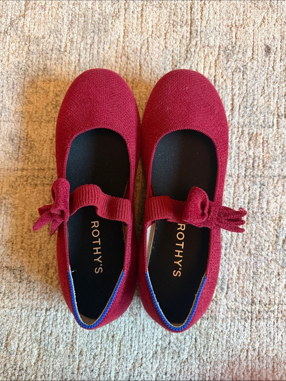 Rothy's Girls Burgundy Mary Jane Flats with Bow